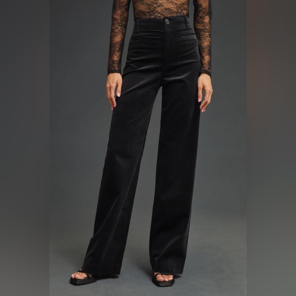 Anthropologie Maeve Collette Corduroy Wide Leg Pants Black • NWT